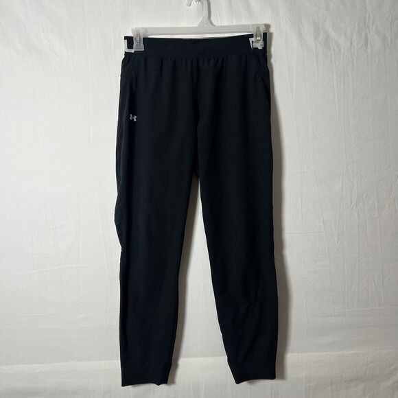 Under Armour Womens M Black Athletic Workout Training Pull on Lightweight Pants - Picture 2 of 10